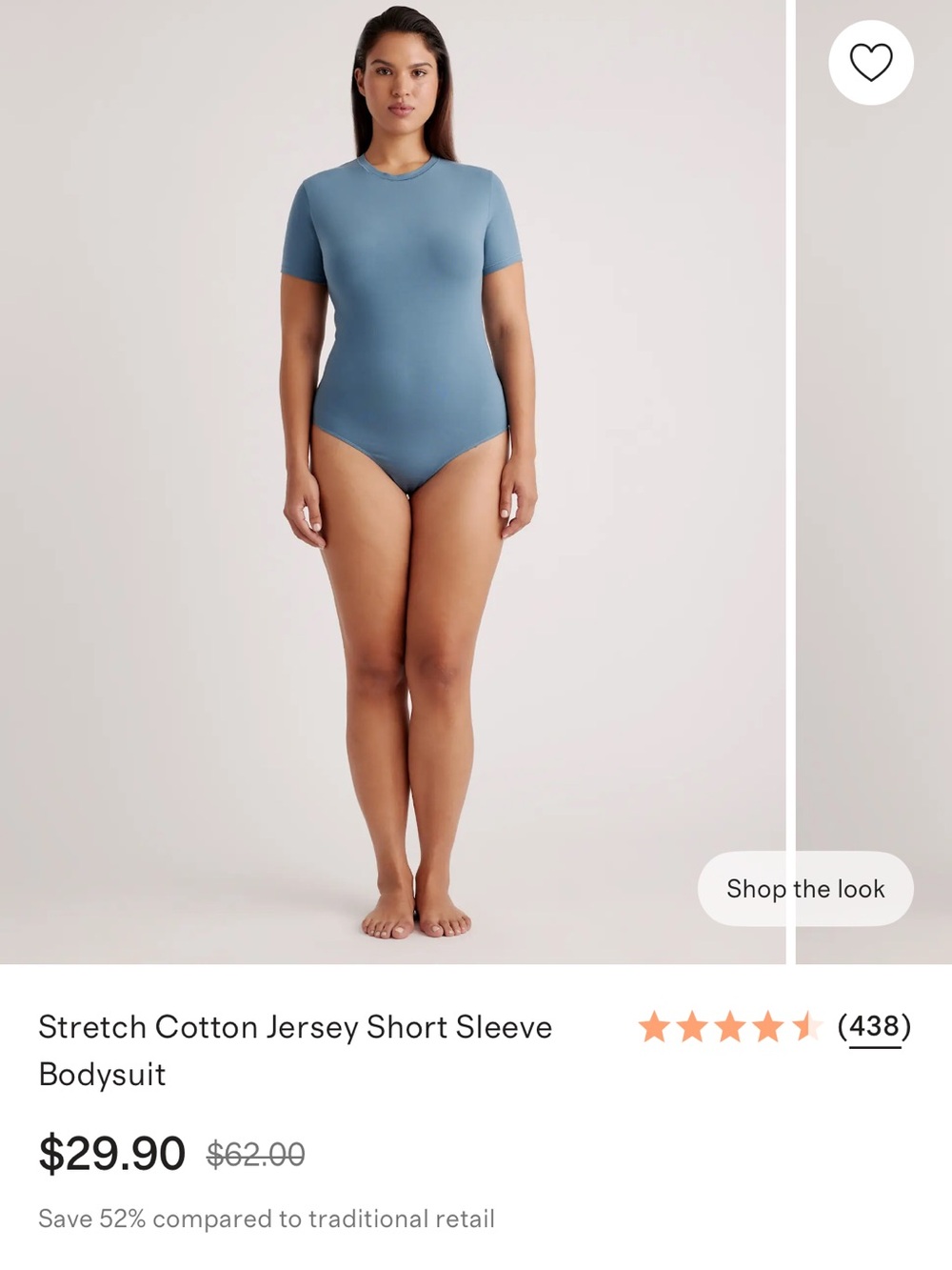 Quince Ocean Blue Short Sleeve Cotton Jersey Bodysuit